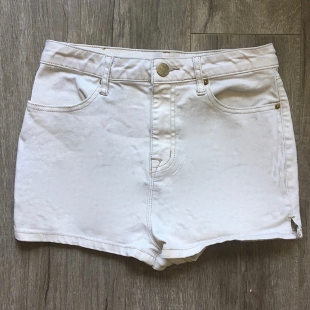 BDG White High-Waisted Denim Shorts